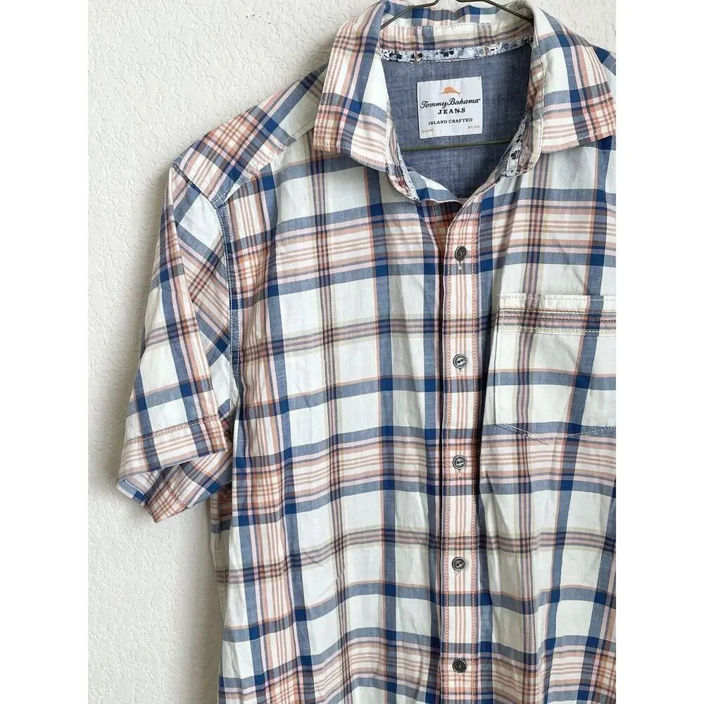 Tommy Bahama Mens Orange Striped Button Down Shirt Small 100% Cotton Pre-owned - Picture 2 of 12
